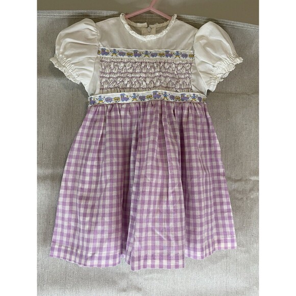 Purple castle hand smocked gingham dress main image 0